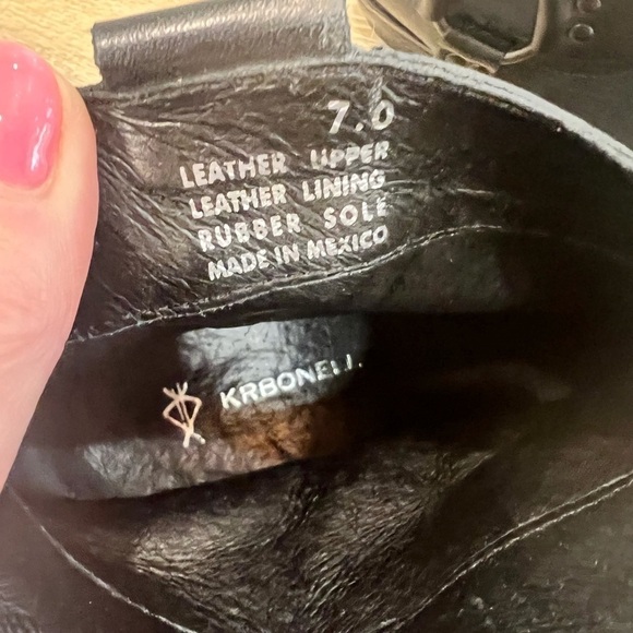 KRBONELL black leather pointy toe buckle boots - Picture 9 of 13